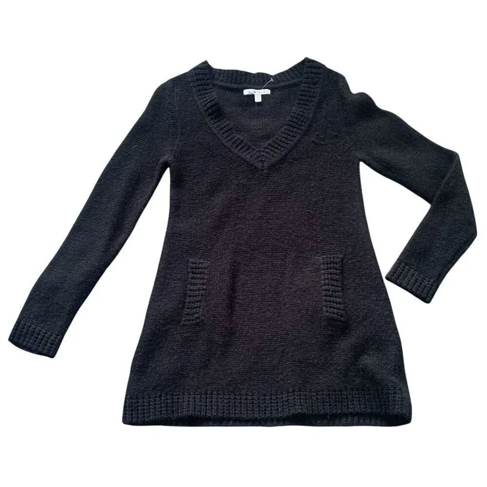 Cabi #141 BLACK v neck Acrylic Long basic Sweater sz M